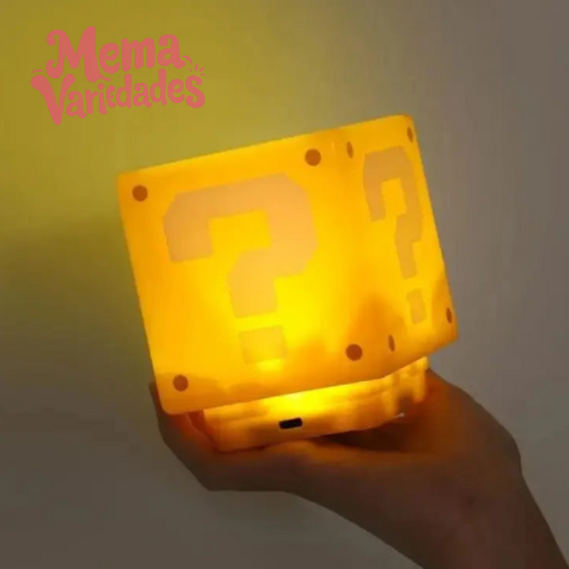 Luminária led Cubo Interrogação - SuperMario Bros presentes