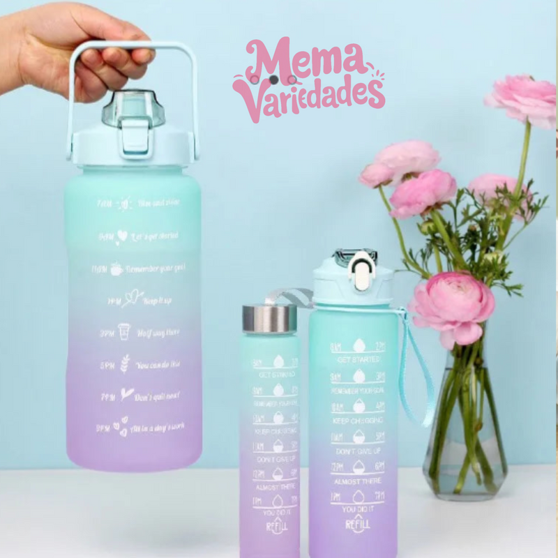 KIT 3 GARRAFAS 2Litros 900ml 300ml Squeeze moderna