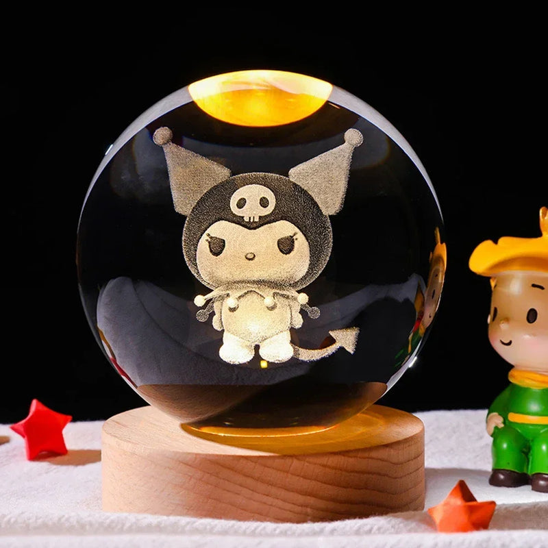 Bola de luz noturna de cristal especial 3D Stitch, Pikachu, Hello kitty( Personagens ) presente