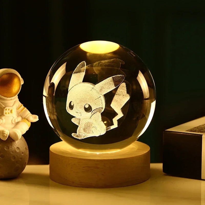 Bola de luz noturna de cristal especial 3D Stitch, Pikachu, Hello kitty( Personagens ) presente